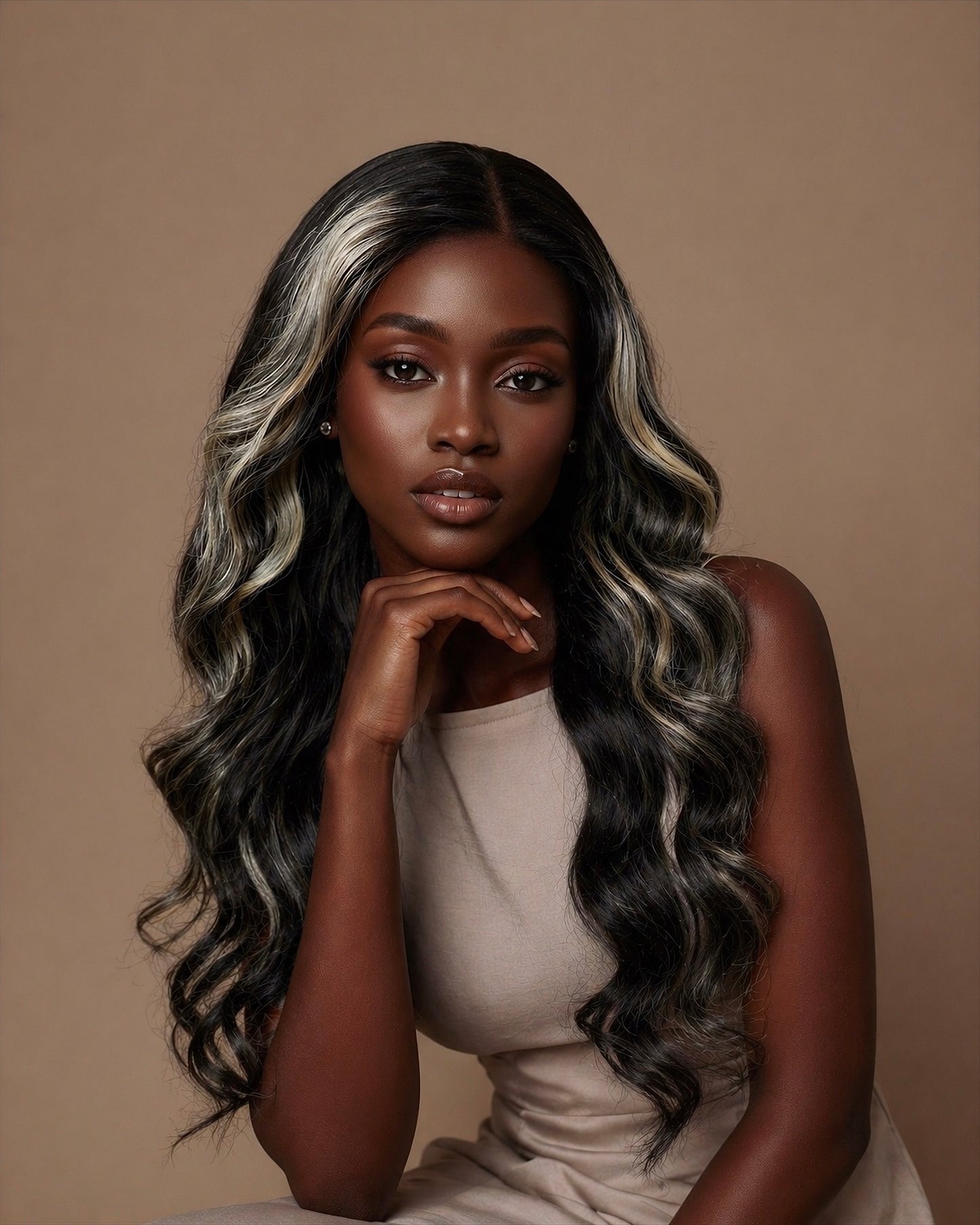 BEIGE HIGHLIGHTS LUXURY LACE FRONTAL WIG - Fab Beauty Supplies