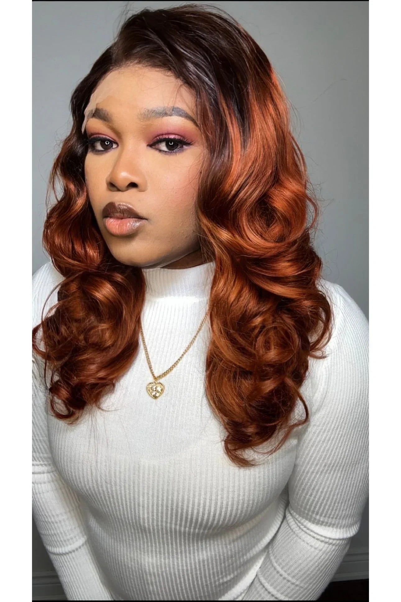 FAB BOUNCY WAVE HD LACE LUXURY WIG (OMBRÉ AUBURN)