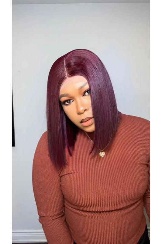 RAW SE LACE CLOSURE BOB WIG (WINE) - Fab Beauty Supplies