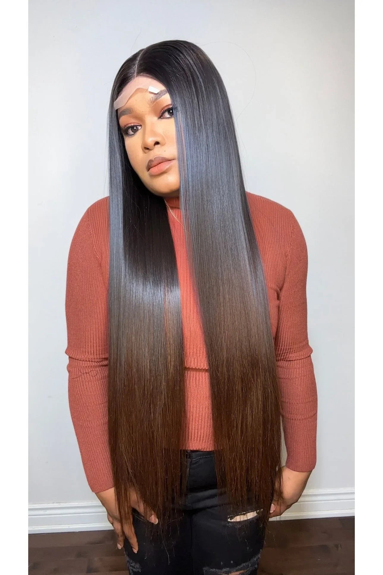 RAW STRAIGHT LUXURY WIG (BROWN ENDS)