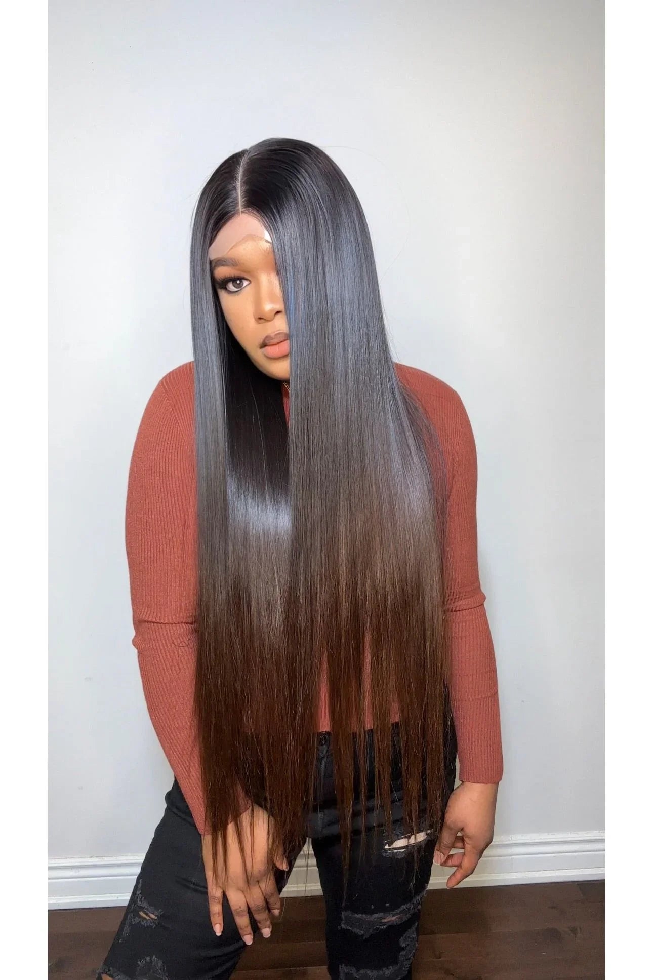 RAW STRAIGHT LUXURY WIG (BROWN ENDS)
