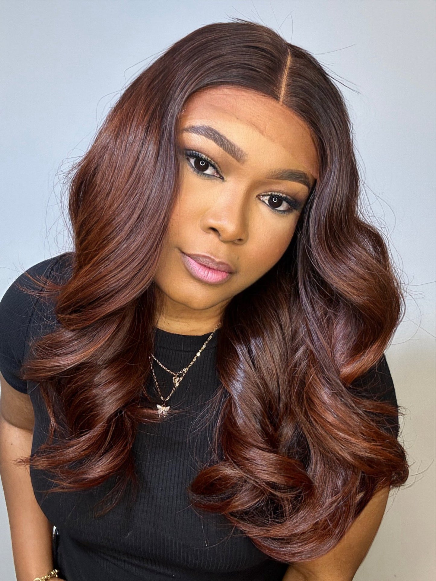 RAW KOREAN COPPER-BROWN WAVY LACE WIG