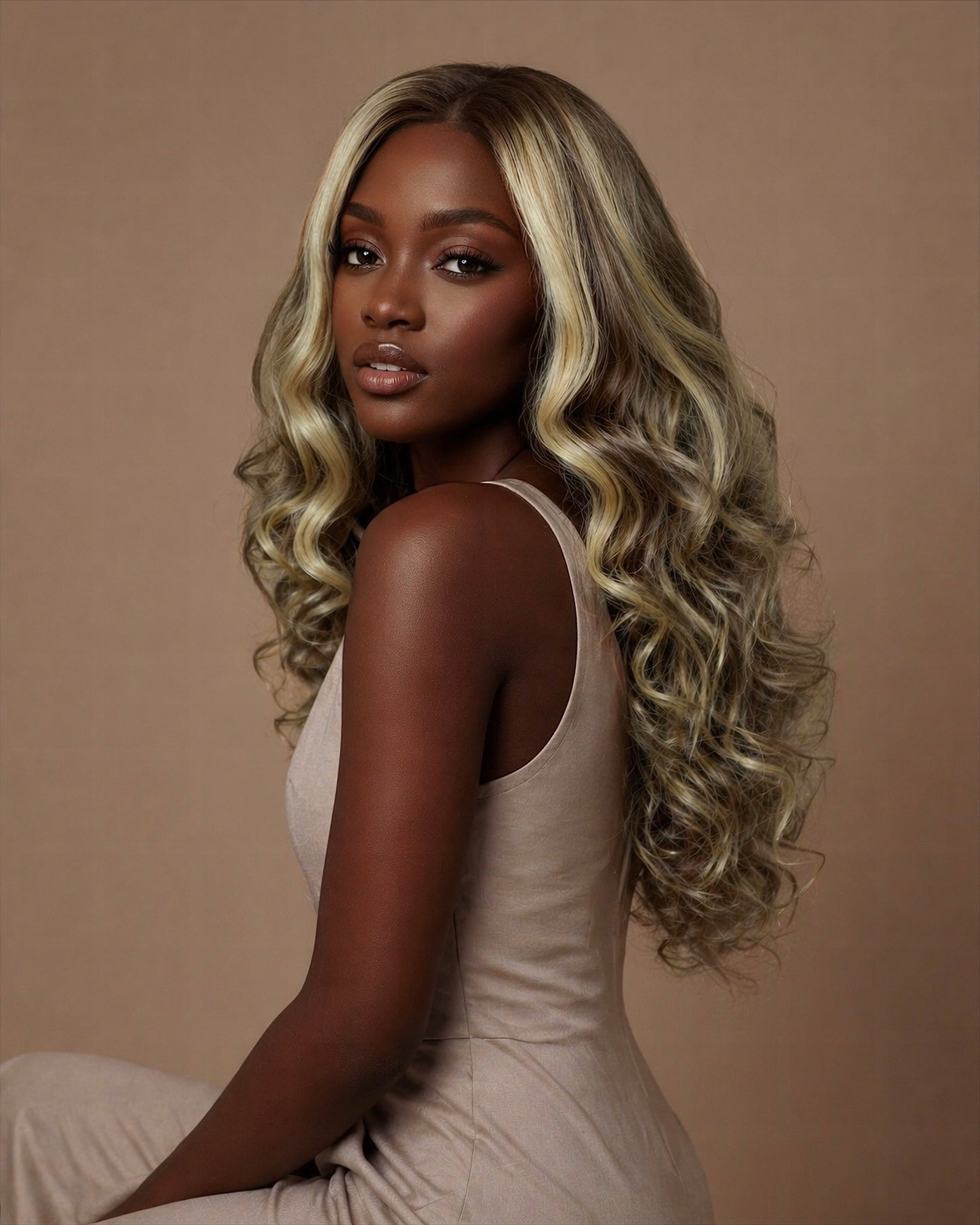 ASH BLONDE LUXURY LACE WIG (DARK HIGHLIGHTS) - Fab Beauty Supplies