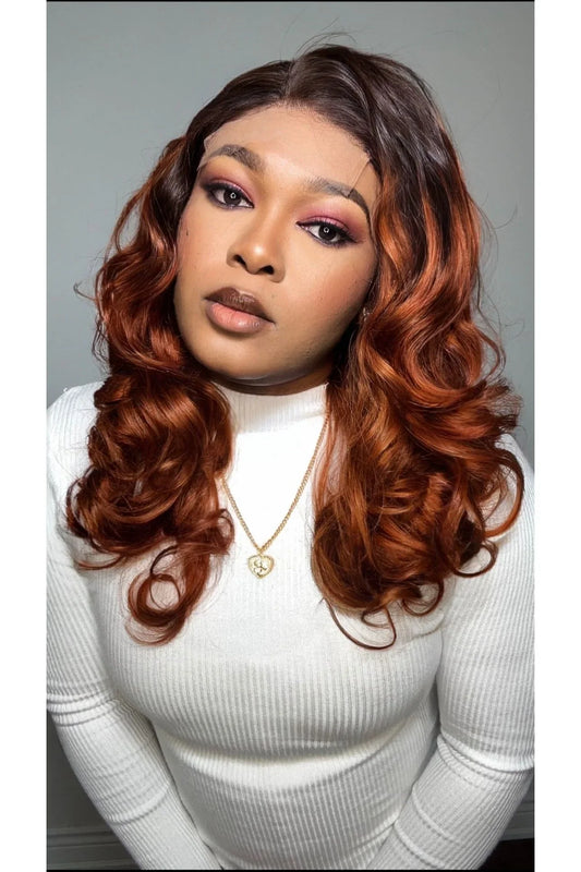 FAB BOUNCY WAVE HD LACE LUXURY WIG (OMBRÉ AUBURN) - Fab Beauty Supplies