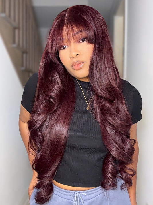 RAW MERLOT BANGS LUXE WIG