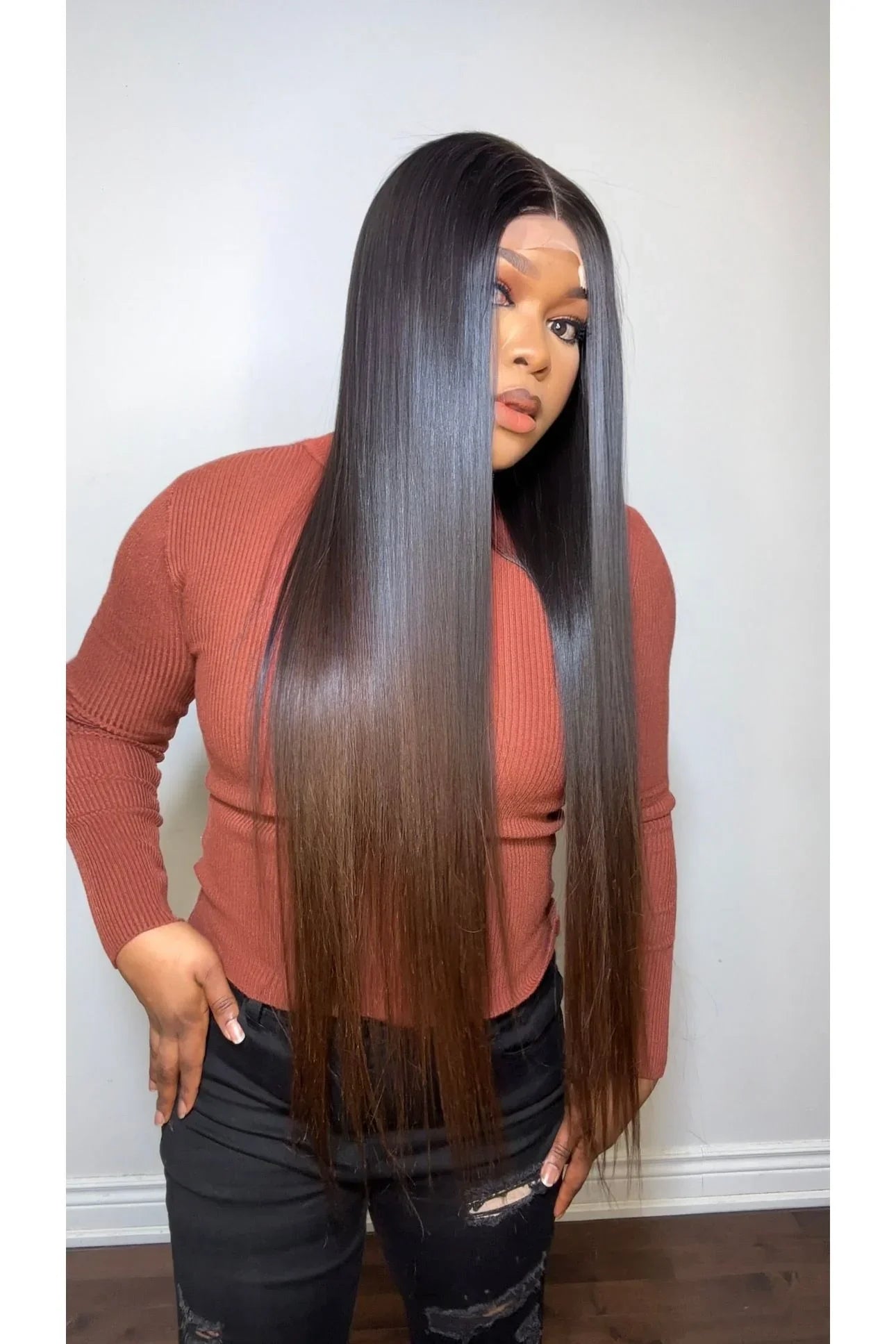 RAW STRAIGHT LUXURY WIG (BROWN ENDS)