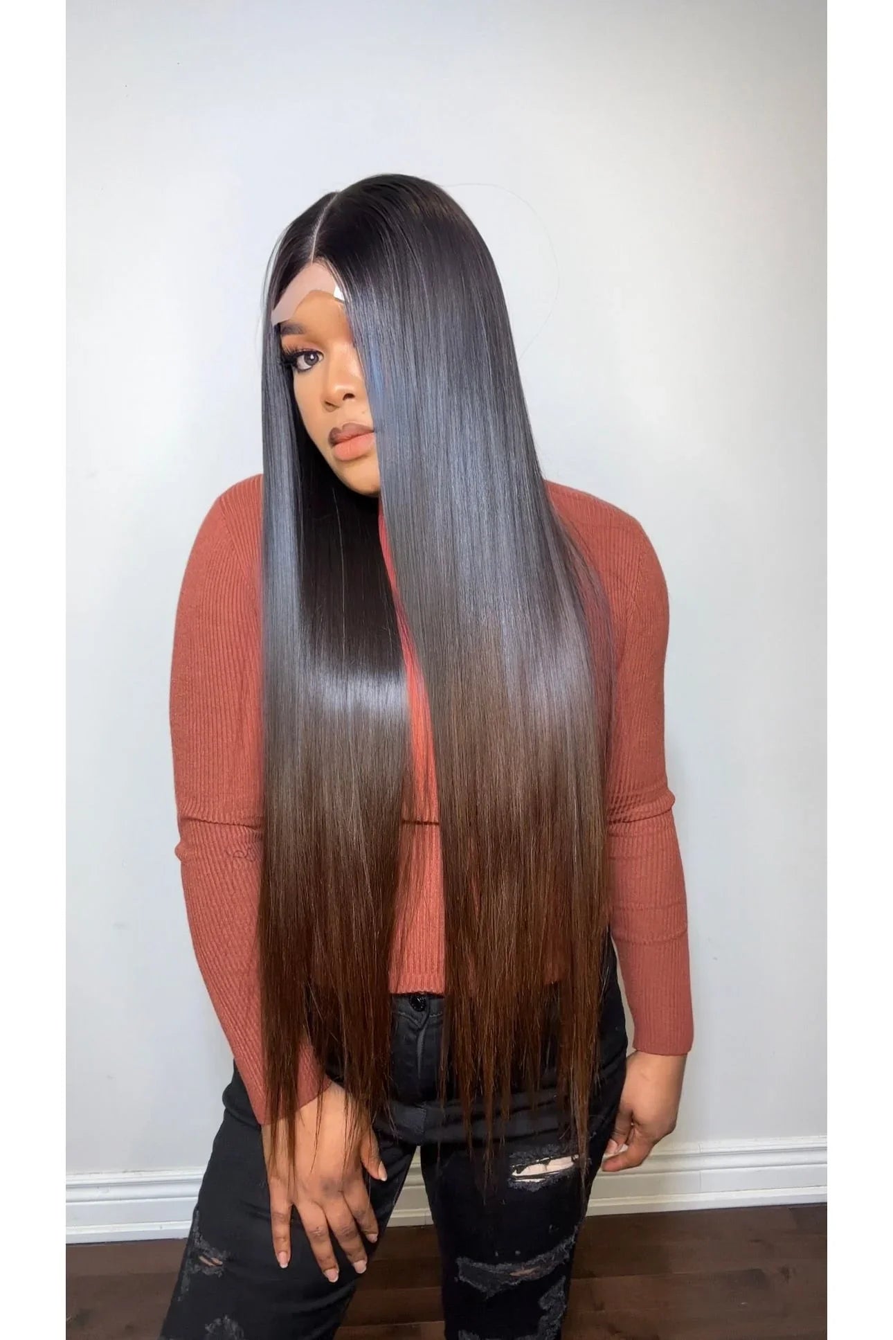 RAW STRAIGHT LUXURY WIG (BROWN ENDS)
