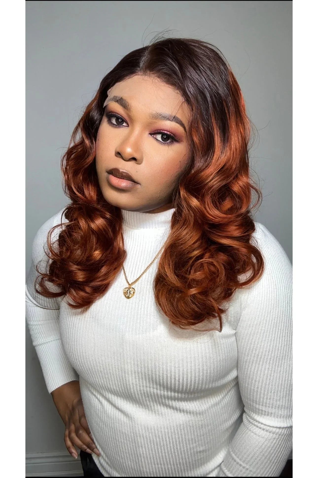 FAB BOUNCY WAVE HD LACE LUXURY WIG (OMBRÉ AUBURN)