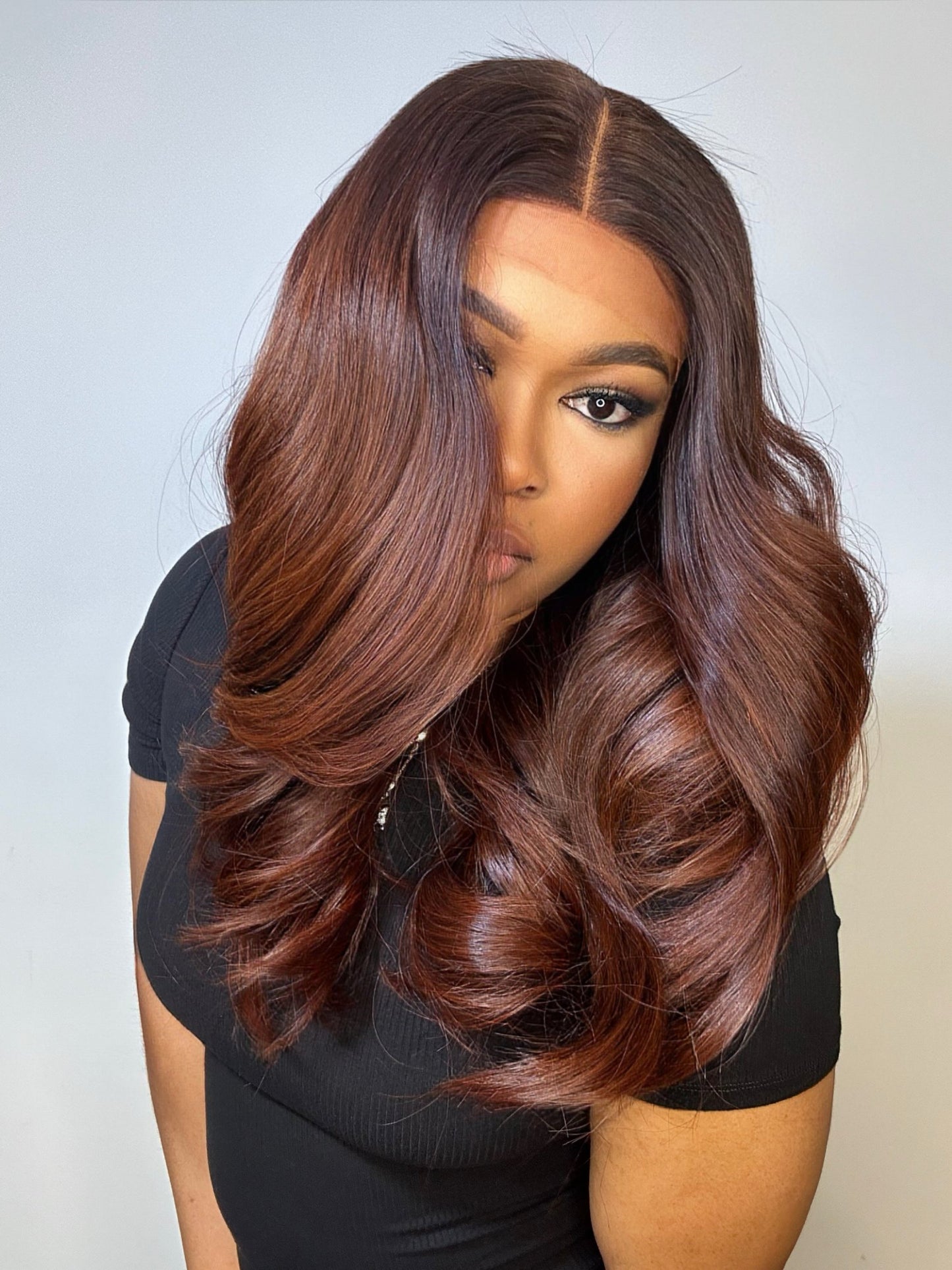 RAW KOREAN COPPER-BROWN WAVY LACE WIG