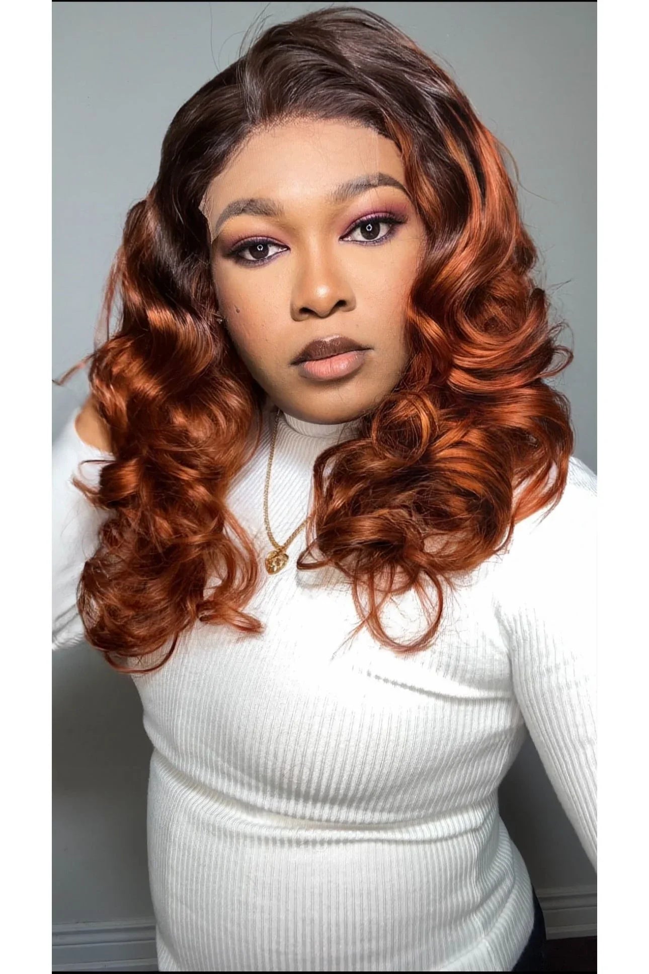 FAB BOUNCY WAVE HD LACE LUXURY WIG (OMBRÉ AUBURN)