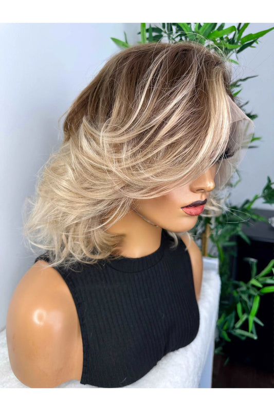 FAB ASH BLONDE BROWN LUXURY LACE FRONTAL BOB WIG - Fab Beauty Supplies