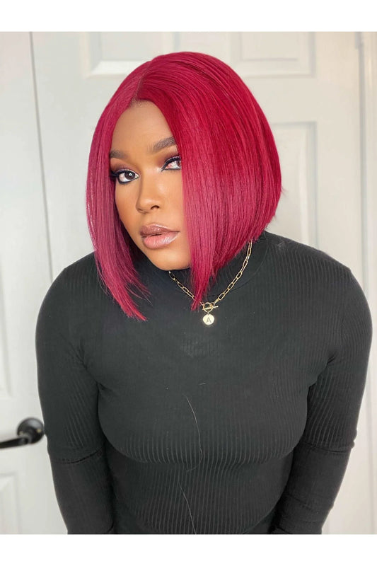 FAB DOUBLE DRAWN BOSS BOB T FRONTAL LUXURY WIG (WINE) - Fab Beauty Supplies