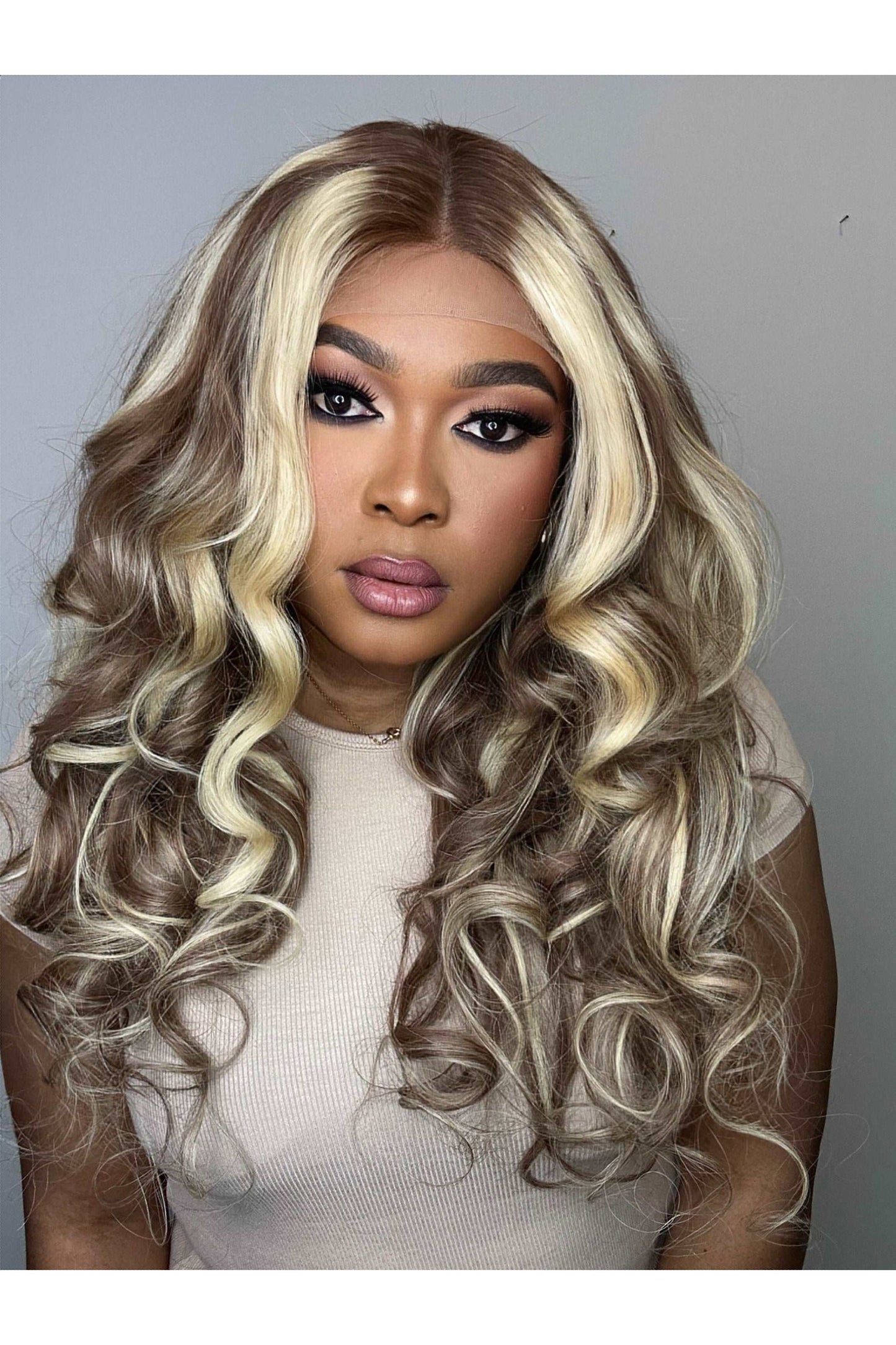 FAB ASH BLONDE LUXURY LACE WIG (DARK HIGHLIGHTS) - Fab Beauty Supplies