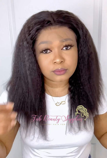 FAB DOUBLE DRAWN KINKY STRAIGHT LACE FRONTAL LUXURY WIG