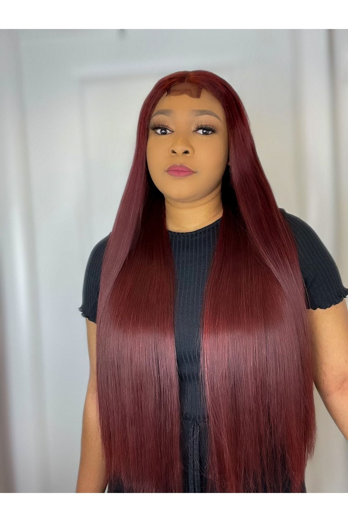 FAB VIETNAMESE LUXURY DOUBLE DRAWN BONE STRAIGHT WIG (DARK WINE) - Fab Beauty Supplies