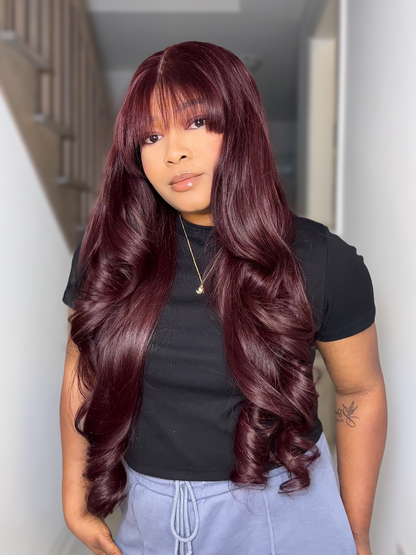 RAW MERLOT BANGS LUXE WIG