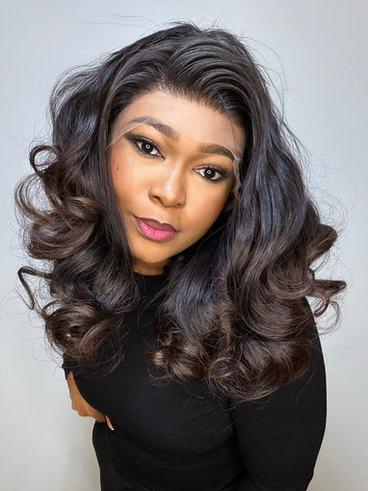 RAW LAYERED  BOUNCY WAVES LACE FRONTAL WIG