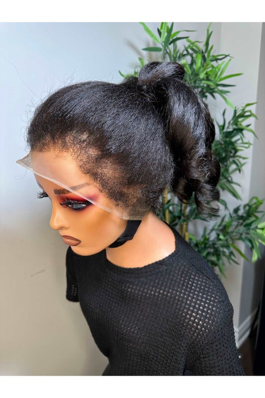 NATURAL 360 LACE FRONTAL KINKY EDGES VENTILATED WIG - Fab Beauty Supplies