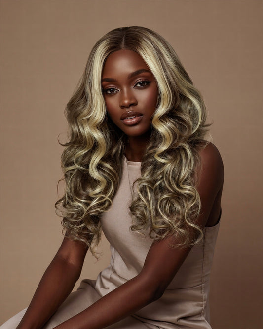 ASH BLONDE LUXURY LACE WIG (DARK HIGHLIGHTS) - Fab Beauty Supplies