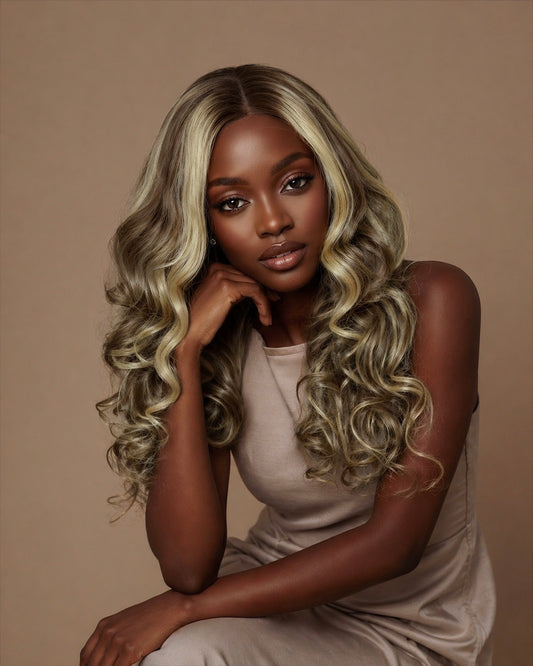 ASH BLONDE LUXURY LACE WIG (DARK HIGHLIGHTS) - Fab Beauty Supplies