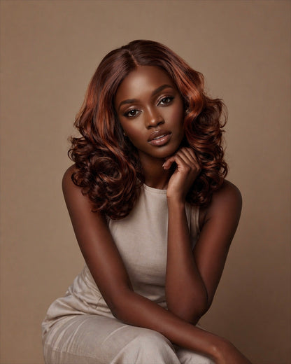 WAVY HD LACE LUXURY WIG (AUBURN HIGHLIGHTS) - Fab Beauty Supplies