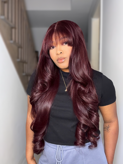 RAW MERLOT BANGS LUXE WIG