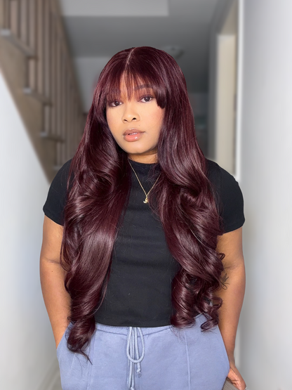 RAW MERLOT BANGS LUXE WIG