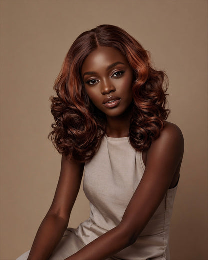 WAVY HD LACE LUXURY WIG (AUBURN HIGHLIGHTS) - Fab Beauty Supplies