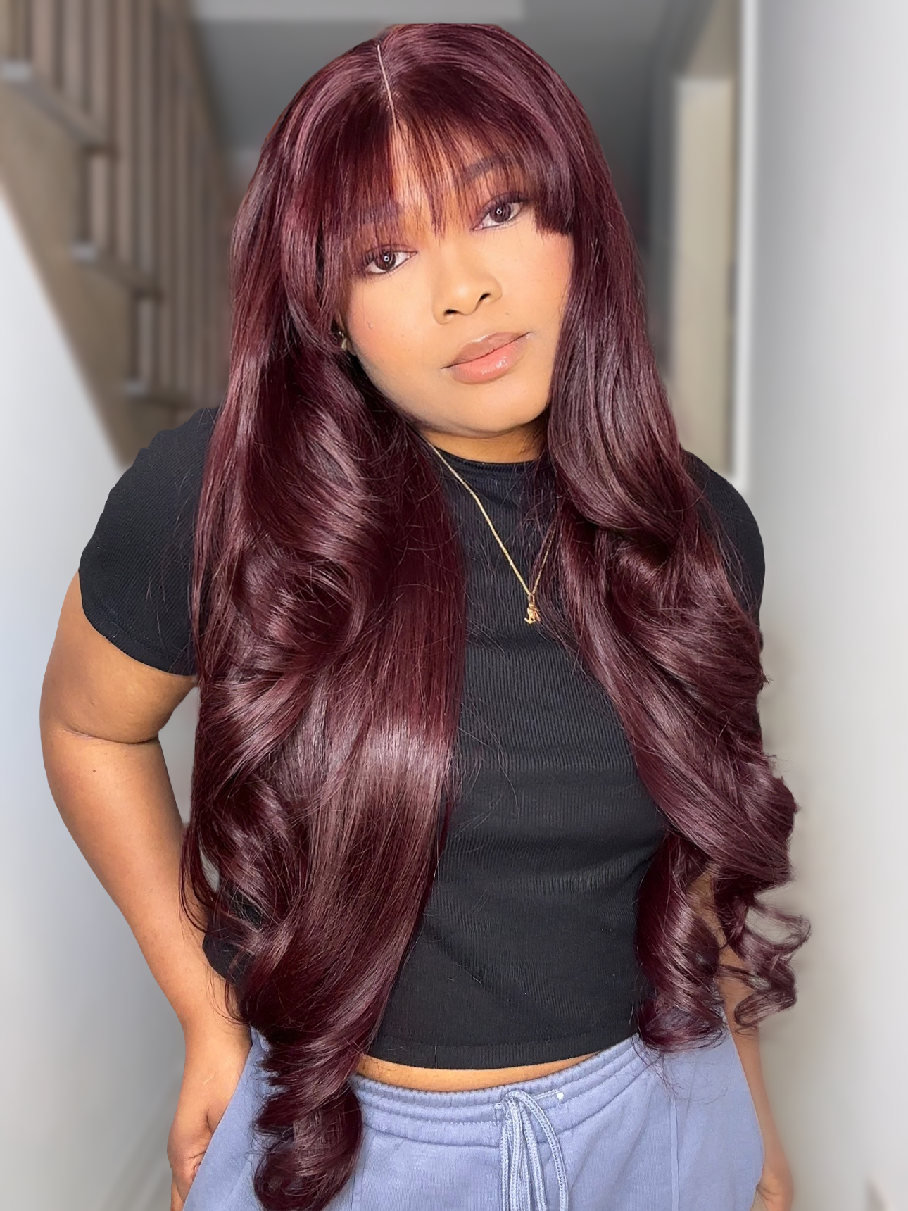 RAW MERLOT BANGS LUXE WIG