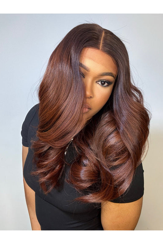 RAW KOREAN COPPER-BROWN WAVY LACE WIG