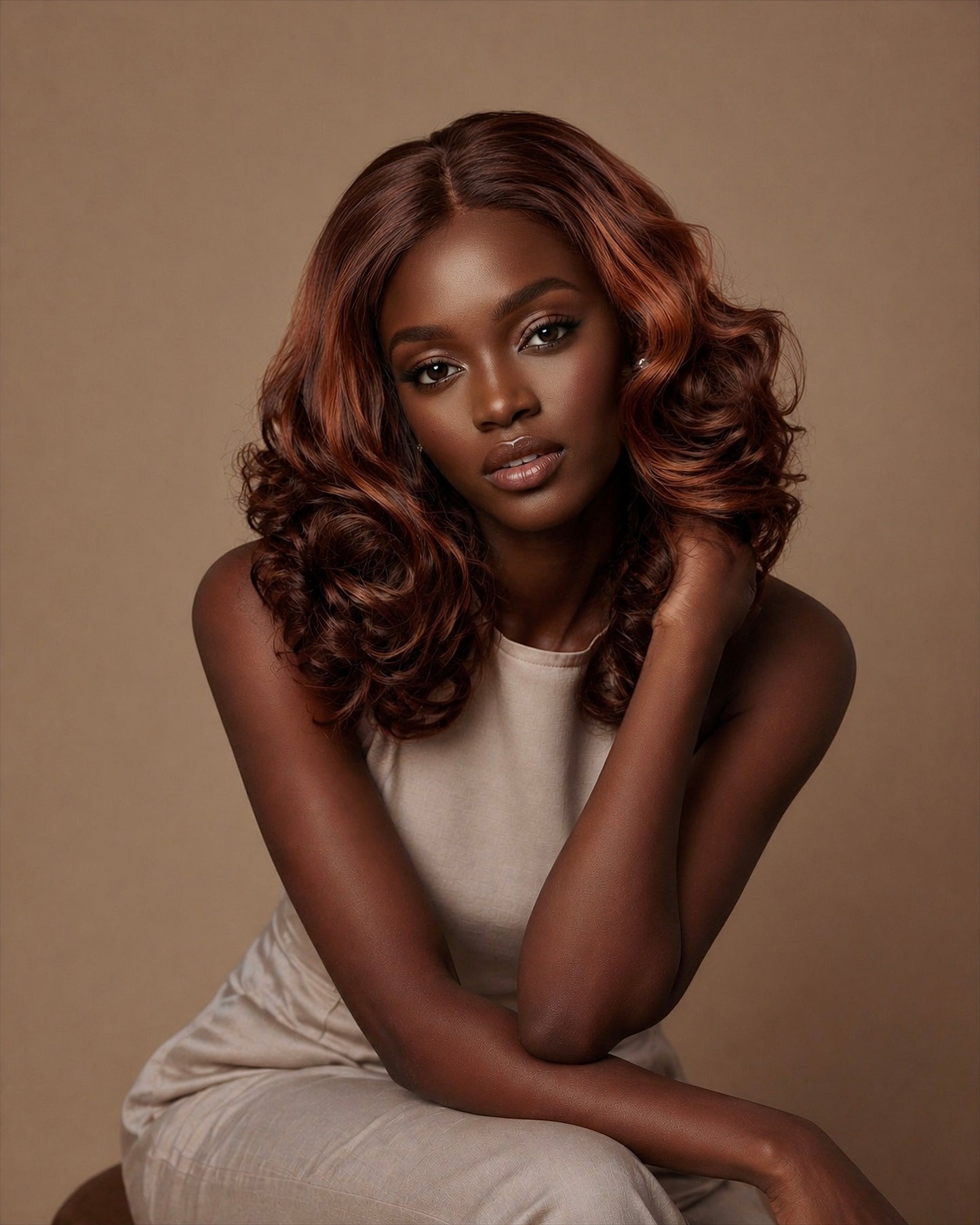 WAVY HD LACE LUXURY WIG (AUBURN HIGHLIGHTS) - Fab Beauty Supplies