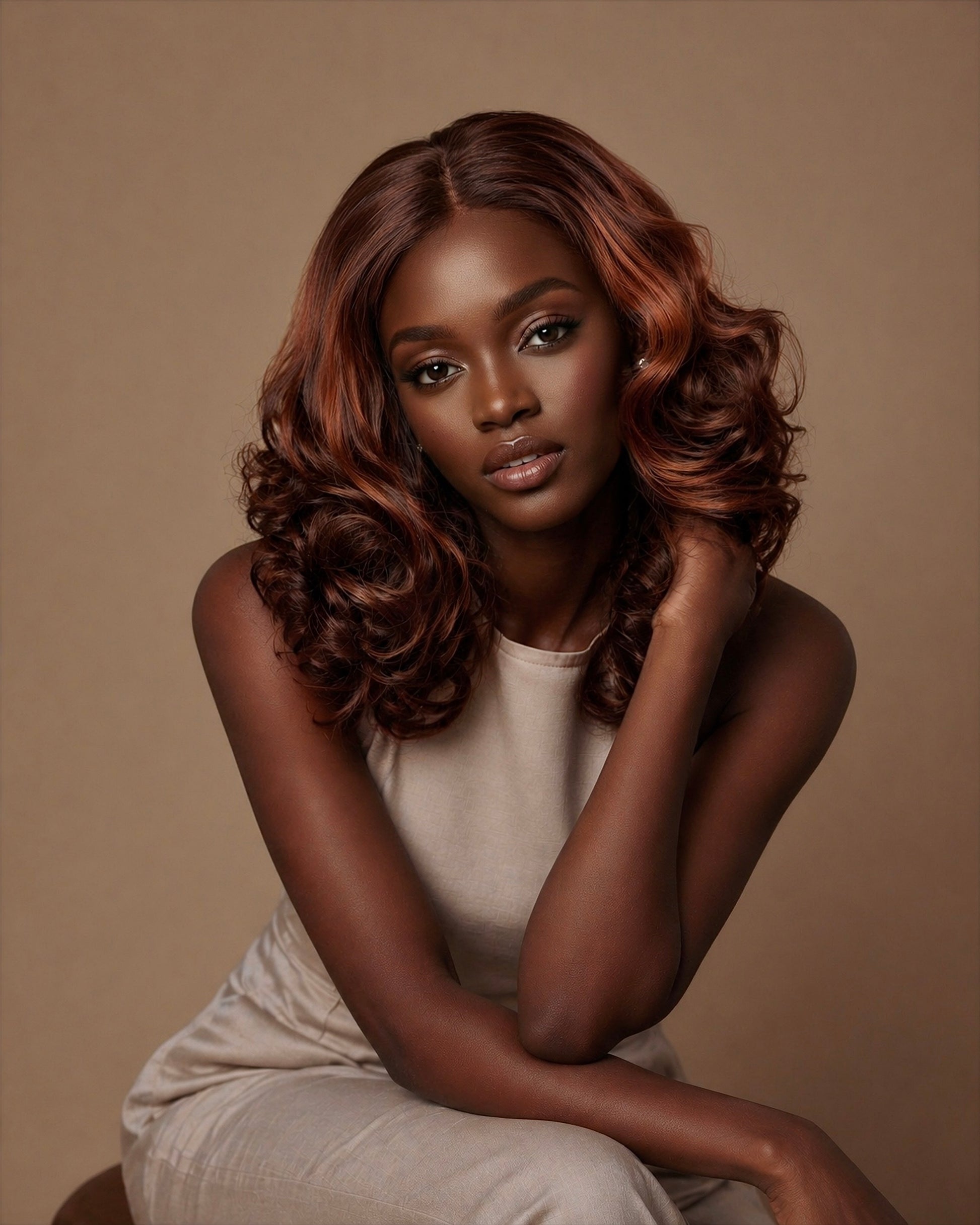 WAVY HD LACE LUXURY WIG (AUBURN HIGHLIGHTS) - Fab Beauty Supplies