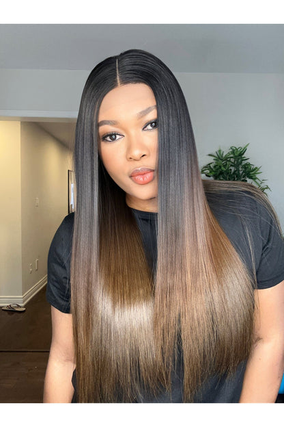 RAW BONE STRAIGHT LACE CLOSURE LUXURY WIG (CUSTOM COLOUR)