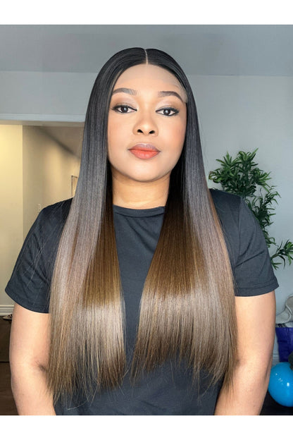 RAW BONE STRAIGHT LACE CLOSURE LUXURY WIG (CUSTOM COLOUR)