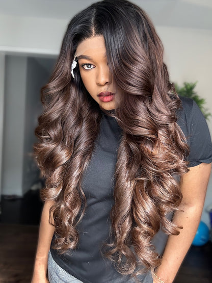 RAW NATURAL WAVY LACE CLOSURE LUXURY WIG (CUSTOM COLOUR)