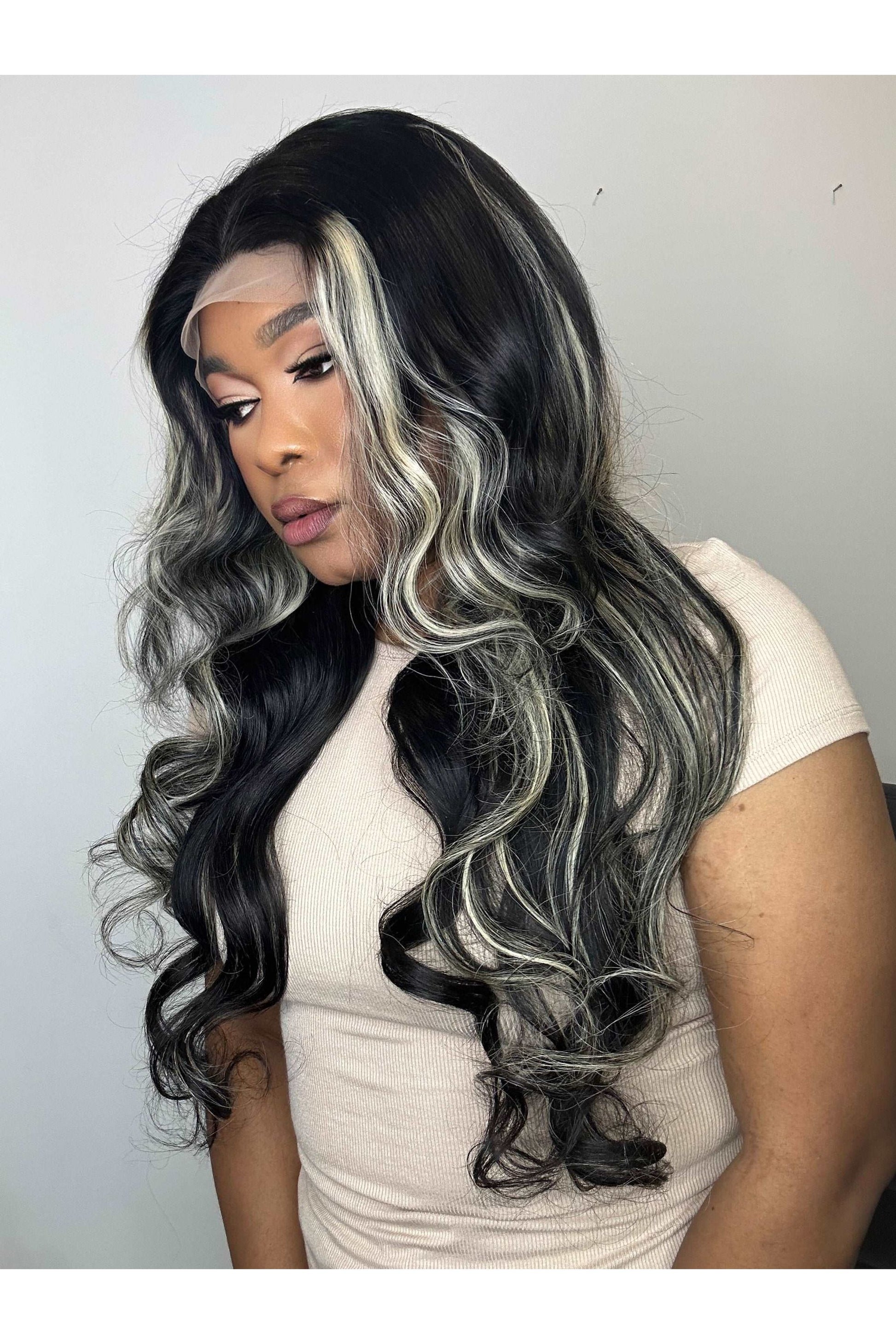 FAB BEIGE HIGHLIGHTS LUXURY LACE FRONTAL LAYERED WIG - Fab Beauty Supplies