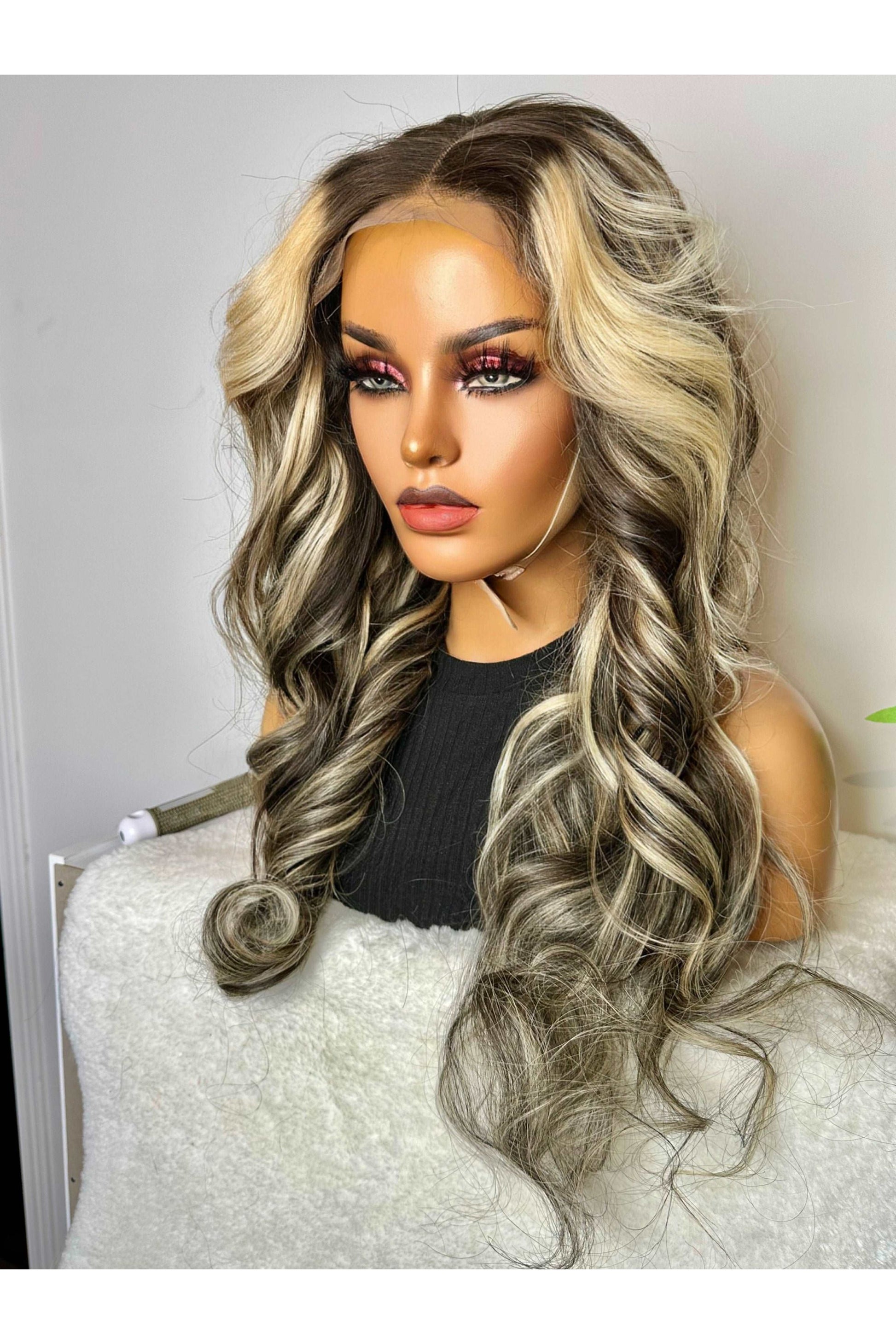 FAB ASH BLONDE LUXURY LACE WIG (DARK HIGHLIGHTS) - Fab Beauty Supplies