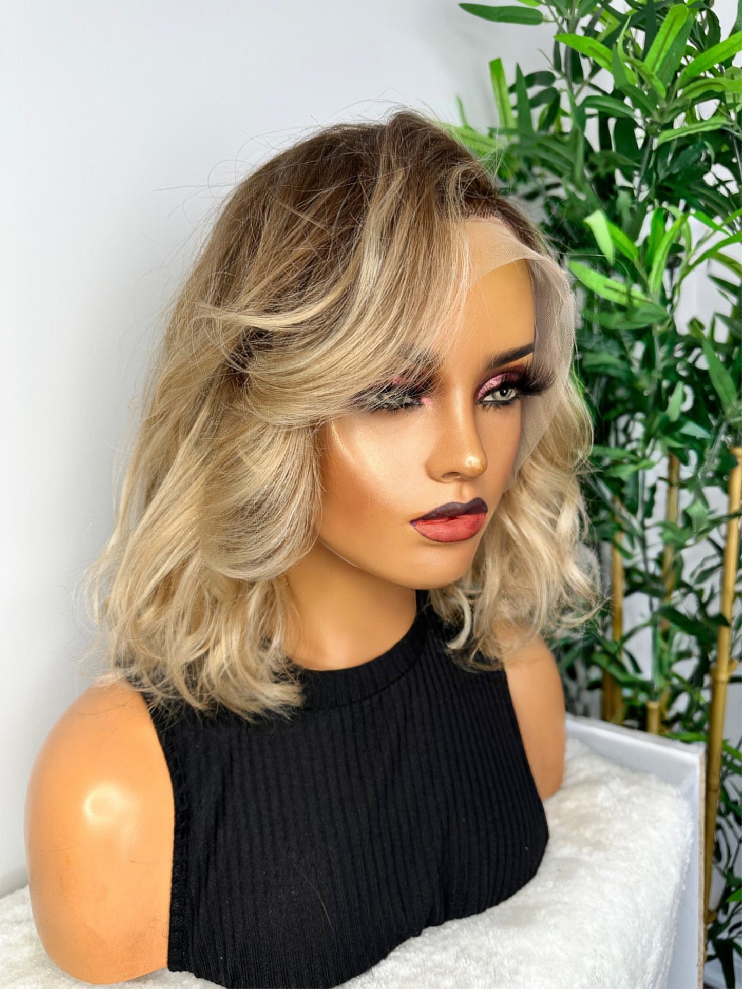 FAB ASH BLONDE BROWN LUXURY LACE FRONTAL BOB WIG