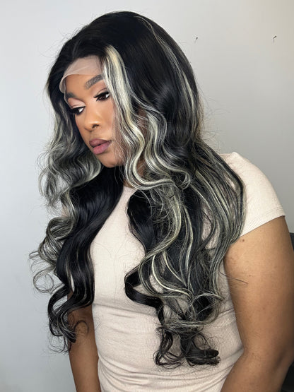 FAB BEIGE HIGHLIGHTS LUXURY LACE FRONTAL LAYERED WIG