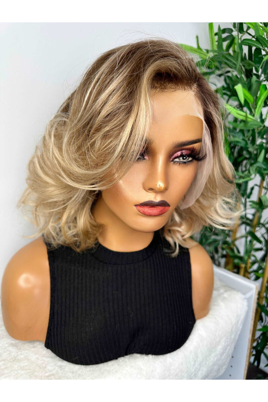 FAB ASH BLONDE BROWN LUXURY LACE FRONTAL BOB WIG - Fab Beauty Supplies