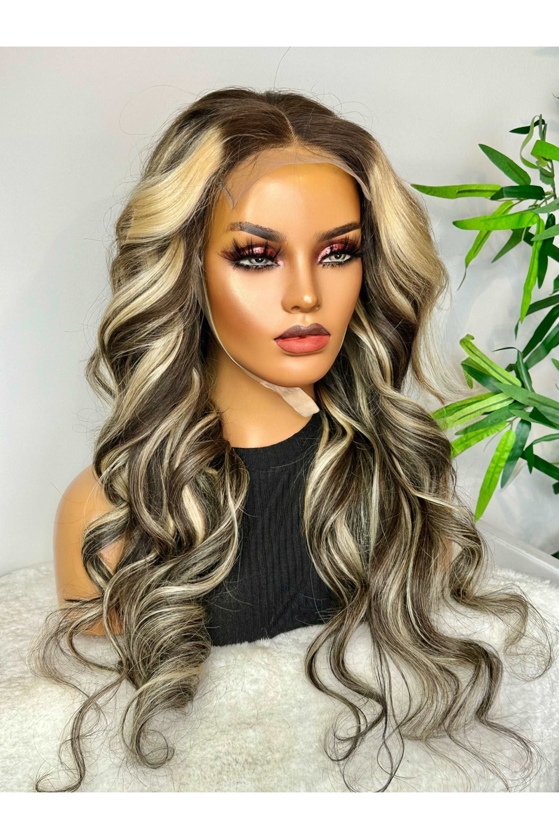 FAB ASH BLONDE LUXURY LACE WIG (DARK HIGHLIGHTS) - Fab Beauty Supplies