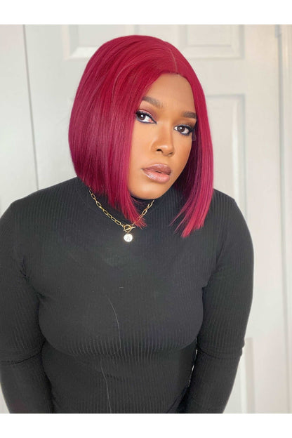 FAB DOUBLE DRAWN BOSS BOB T FRONTAL LUXURY WIG (WINE) - Fab Beauty Supplies