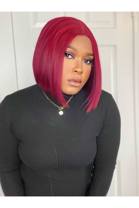 FAB DOUBLE DRAWN BOSS BOB T FRONTAL LUXURY WIG (WINE) - Fab Beauty Supplies