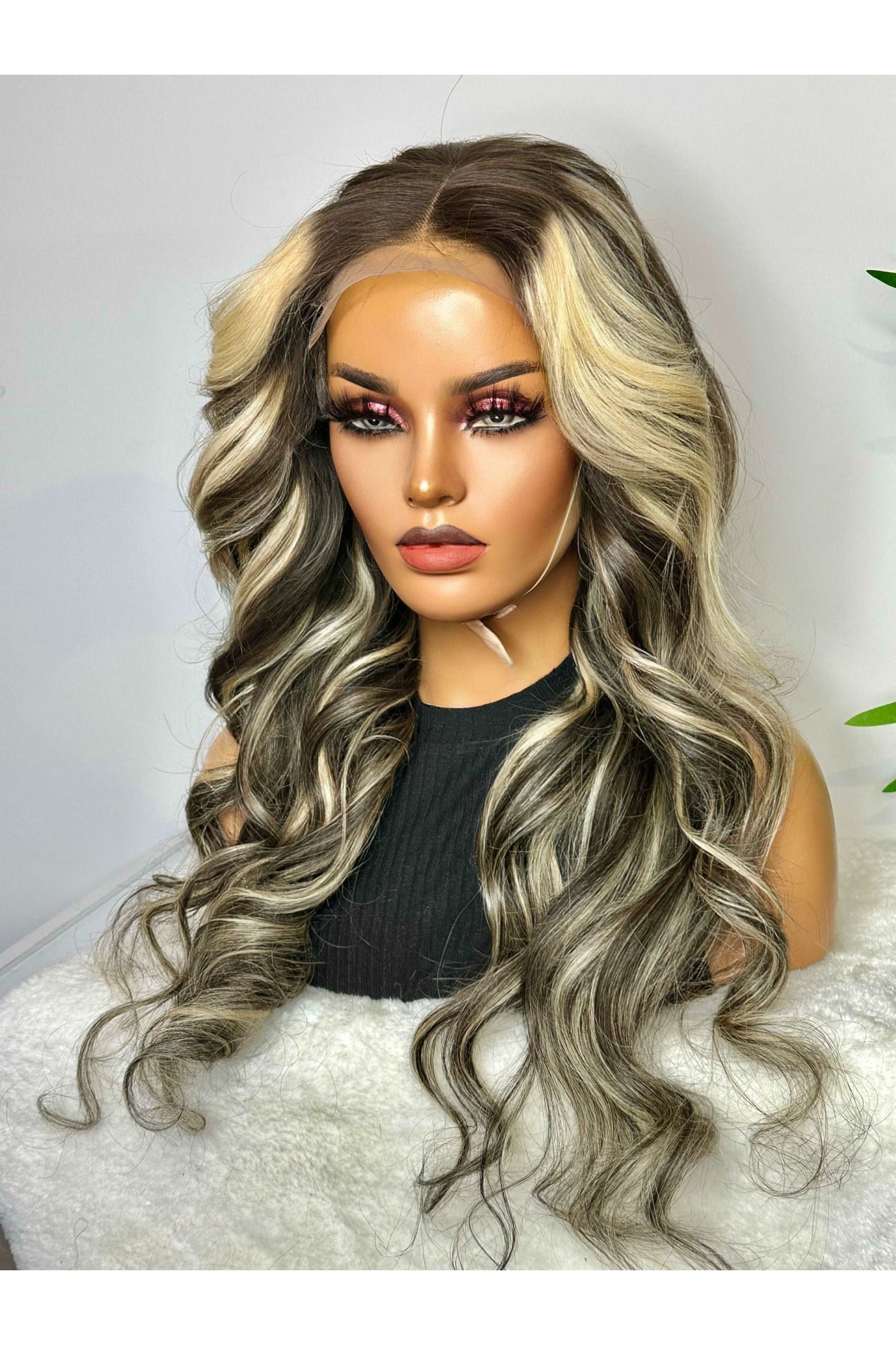 FAB ASH BLONDE LUXURY LACE WIG (DARK HIGHLIGHTS) - Fab Beauty Supplies