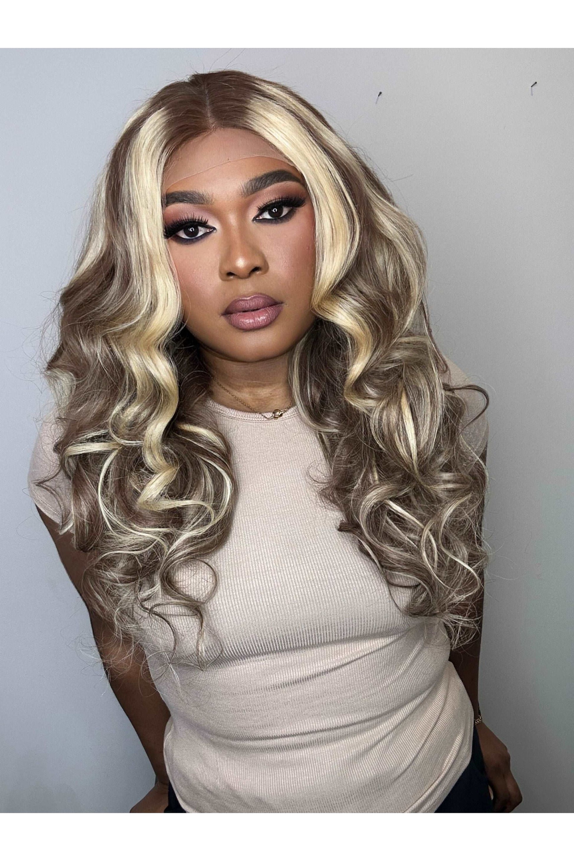 FAB ASH BLONDE LUXURY LACE WIG (DARK HIGHLIGHTS) - Fab Beauty Supplies