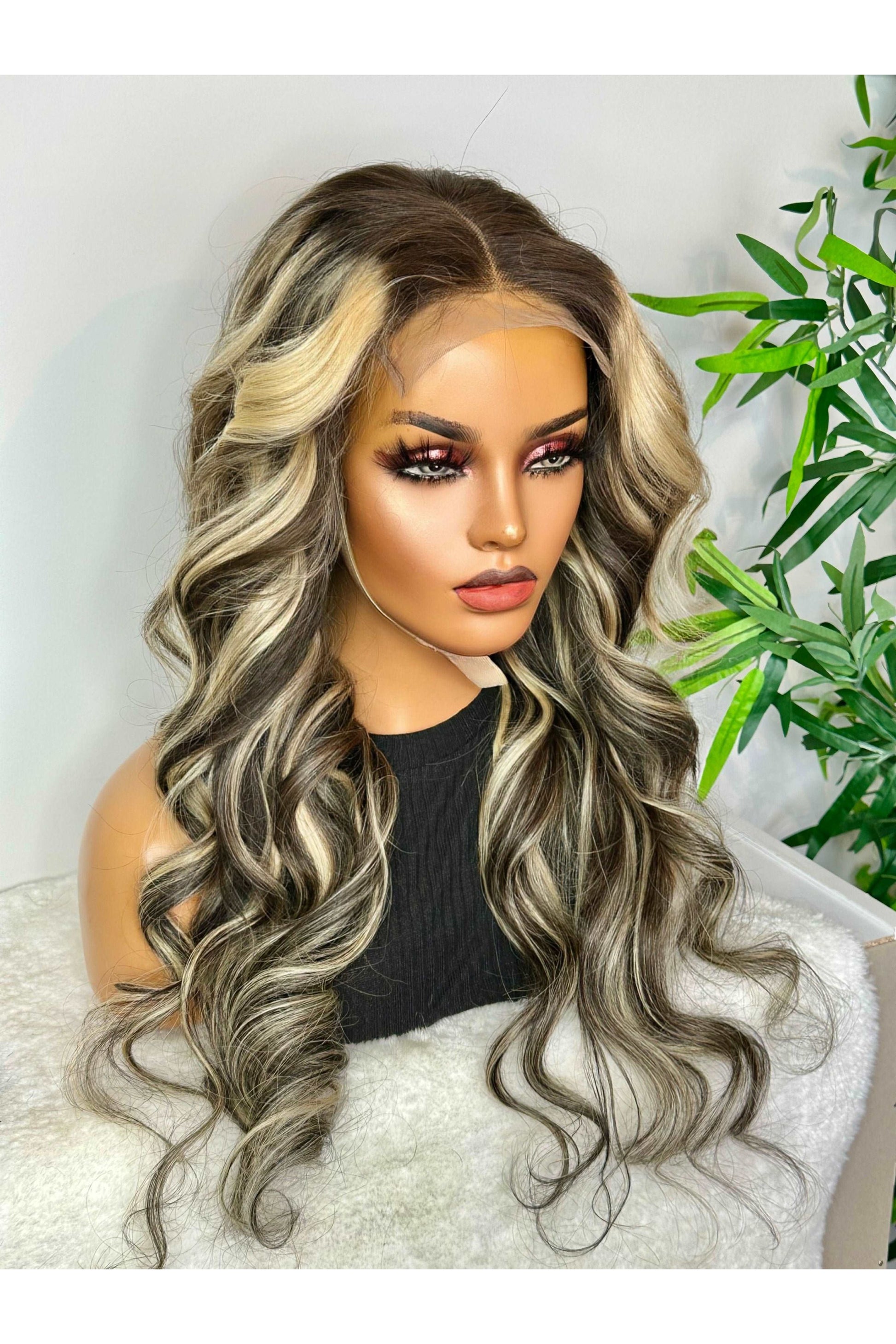 FAB ASH BLONDE LUXURY LACE WIG (DARK HIGHLIGHTS) - Fab Beauty Supplies