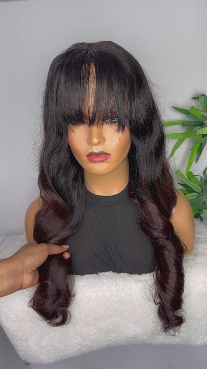 FAB DOUBLE DRAWN WAVY CHOCO MIX CLOSURE BANGS