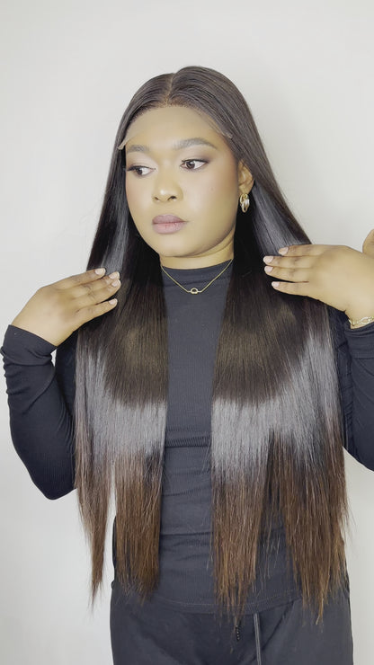 BABY THIN BONE STRAIGHT LUXURY WIG (BROWN ENDS)