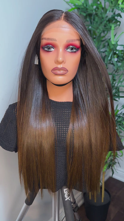 RAW BONE STRAIGHT LACE CLOSURE LUXURY WIG (CUSTOM COLOUR)