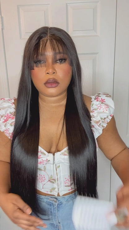FAB VIETNAMESE PREMIUM DOUBLE DRAWN FRINGE BONE STRAIGHT WIG